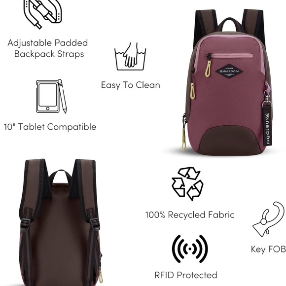 Sherpani Vespa Mini Backpack Bag Rosewood main image 8